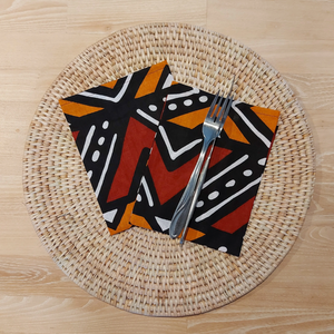 Mudcloth Print, Ankara Wax, 100% Cotton Napkins (Set of 2)