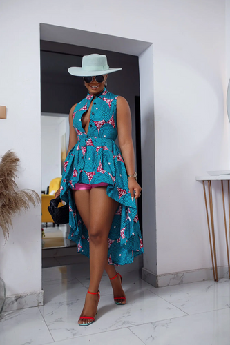 AMINA African Print Hi Lo Top